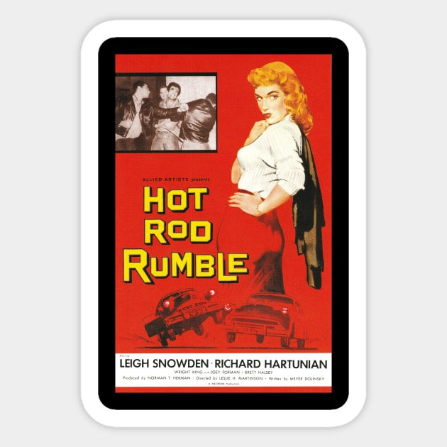 Vintage Drive-In Movie Poster - Hot Rod Rumble Sticker by Starbase79
